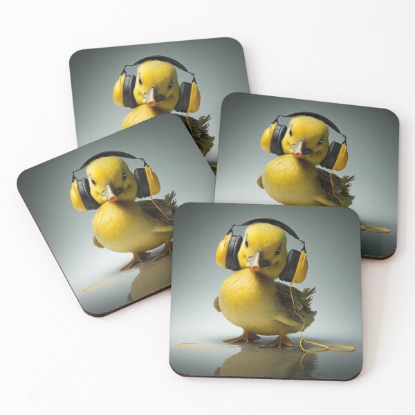 Item preview, yellow duck with headphones, animals listening to music designed and sold by BladiWear.