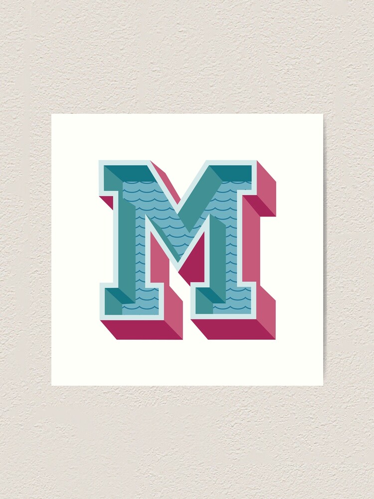 Letter M Decorative Alphabet Lettering 3d Art Print By
