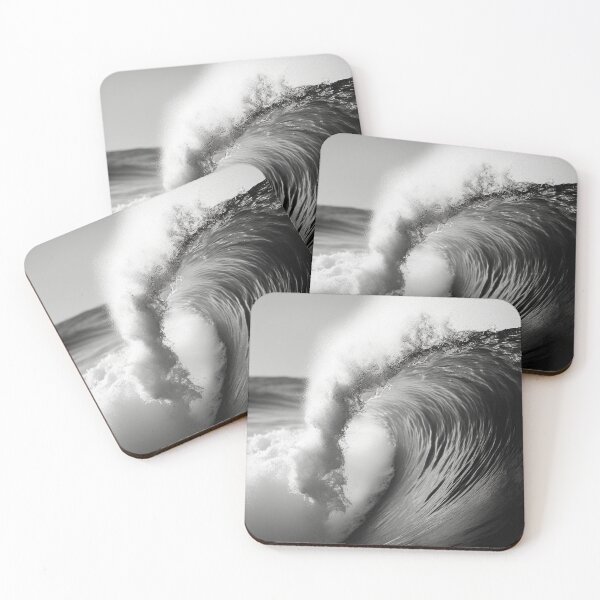 Item preview, Wave Ocean Black and White Visual Water Roll Waves BW Design Natural Sea Surf designed and sold by Univers Noir et Blanc.