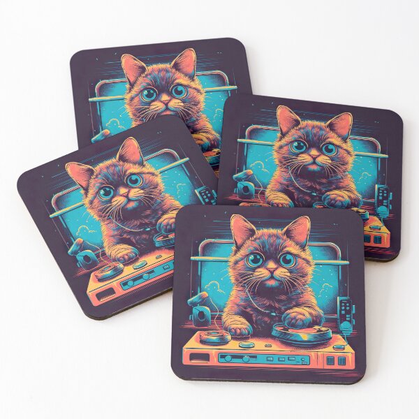 Item preview, Cool DJ Cat, Retro designed and sold by Hibiskusmond.