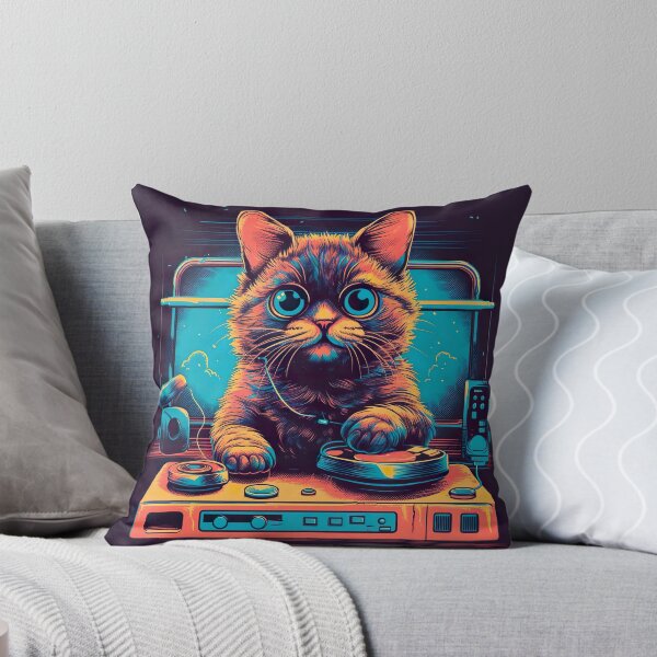 Item preview, Cool DJ Cat, Retro designed and sold by Hibiskusmond.