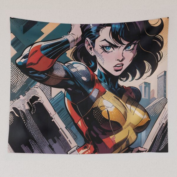 Item preview, Retro Vintage Female Superhero Comic Book Cover designed and sold by ByteyCreatives.