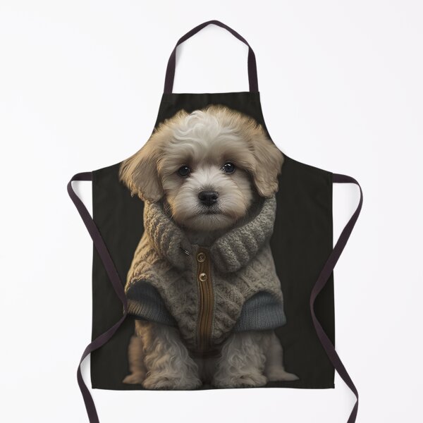 Item preview, white dog in woolen coat looking tenderly designed and sold by BladiWear.