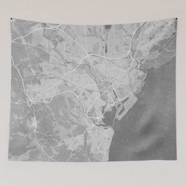 Item preview, Map of Cardiff area (Wales) in gray vintage style designed and sold by blursbyai.