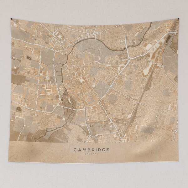 Item preview, Map of Cambridge (England) in sepia vintage style designed and sold by blursbyai.