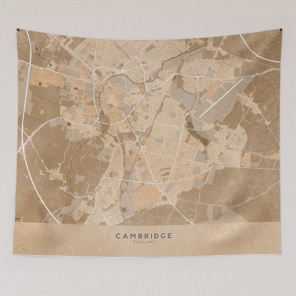 Item preview, Map of Cambridge (England) in sepia vintage style designed and sold by blursbyai.