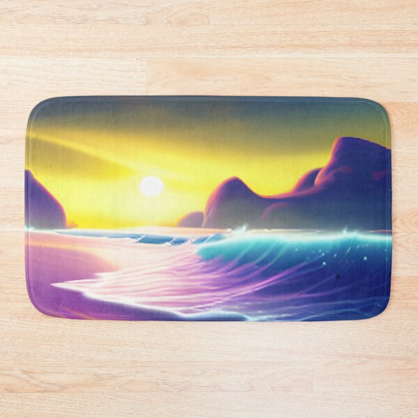 Item preview,  Beach Sunset Fantasy in Cartoon Style with a Pink Paradise Mountain designed and sold by stylishdzign.