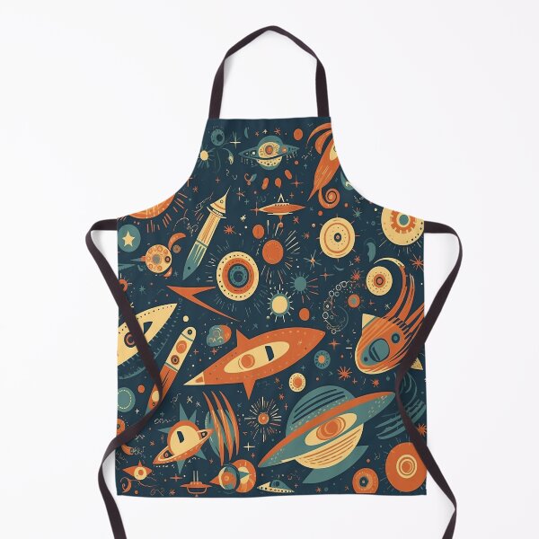 Item preview, A retro mid-century modern space pattern featuring stars, comets, planets, and spaceships. designed and sold by abatkok.