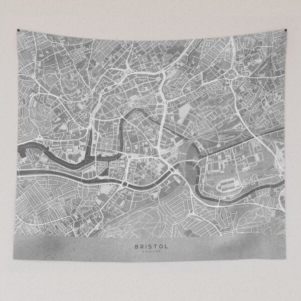 Item preview, Map of Bristol downtown (England) in sepia vintage style designed and sold by blursbyai.