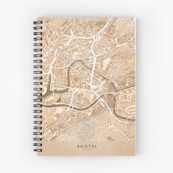 Item preview, Map of Bristol downtown (England) in sepia vintage style designed and sold by blursbyai.