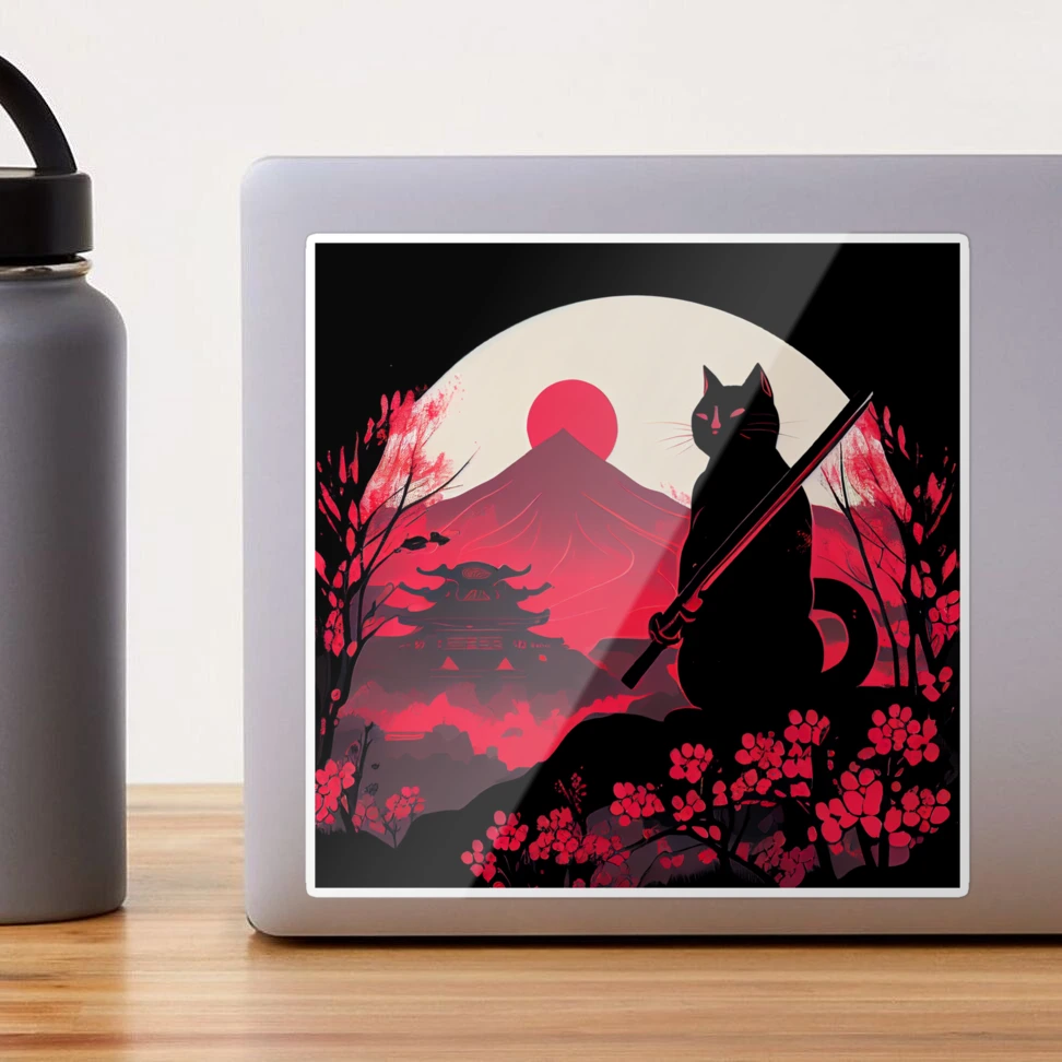 Japanese Samurai Cat  Sticker for Sale by FantasySoul