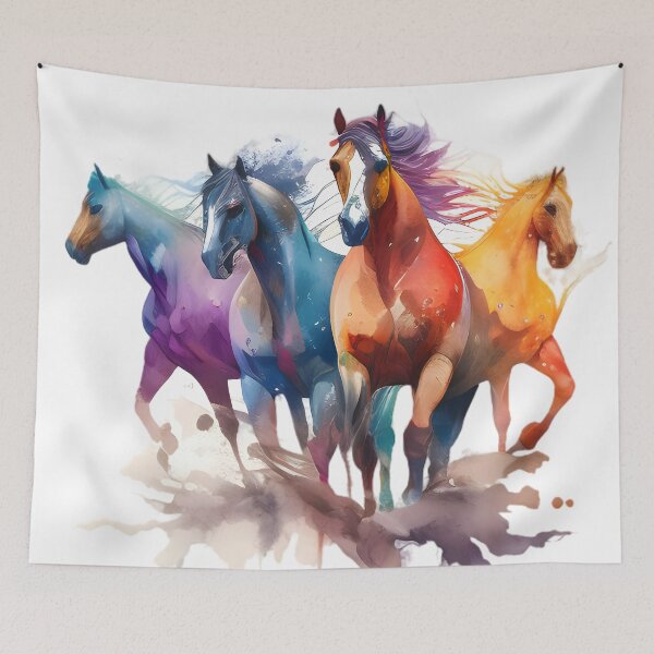 Item preview, Multicolor painting horse galloping designed and sold by Beaglekawaii.