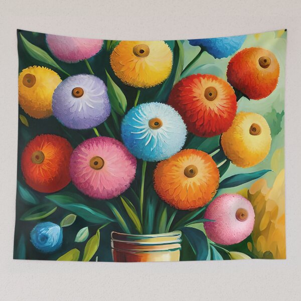 Item preview, Colorful surreal oil painting flower bouquet designed and sold by RK - Shop.