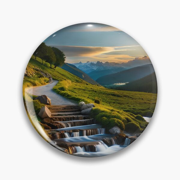 Item preview, Sunset green waterfall highland landscape designed and sold by RK - Shop.