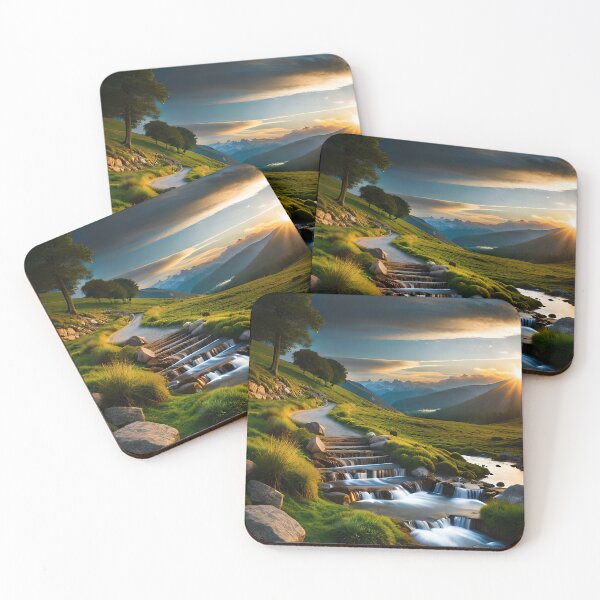 Item preview, Sunset green waterfall highland landscape designed and sold by RK - Shop.