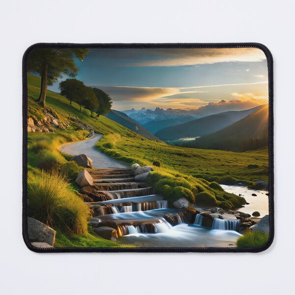 Item preview, Sunset green waterfall highland landscape designed and sold by RK - Shop.