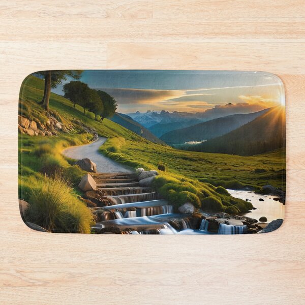 Item preview, Sunset green waterfall highland landscape designed and sold by RK - Shop.