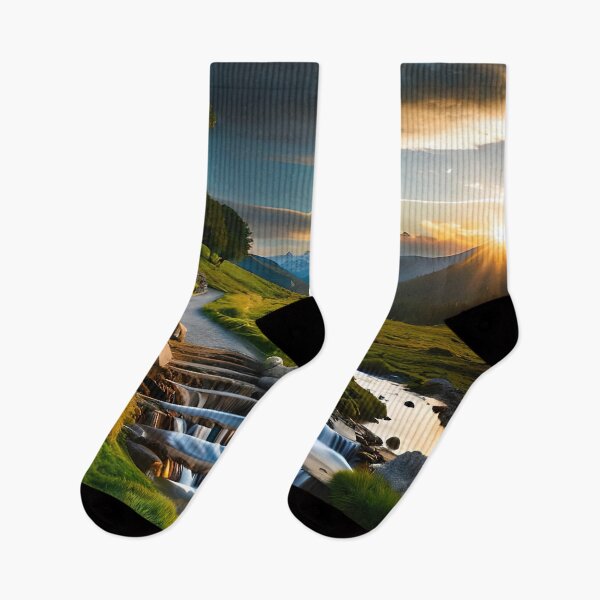 Item preview, Sunset green waterfall highland landscape designed and sold by RK - Shop.