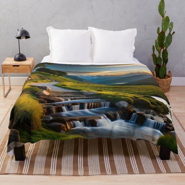 Item preview, Sunset green waterfall highland landscape designed and sold by RK - Shop.