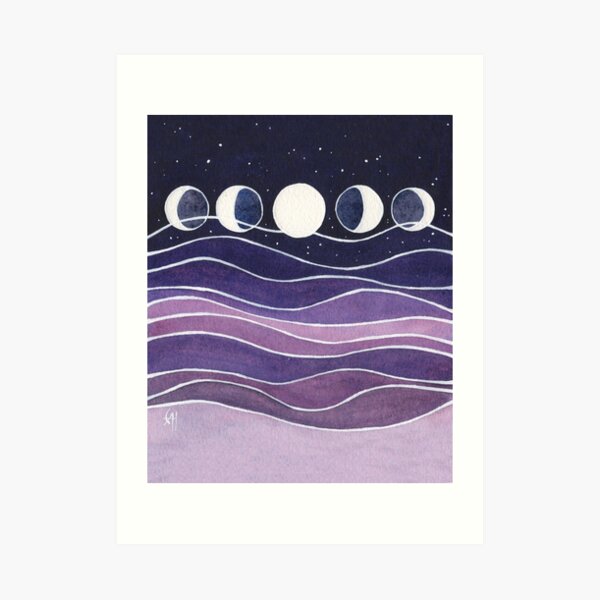Purple Mountains and Moon Art Print