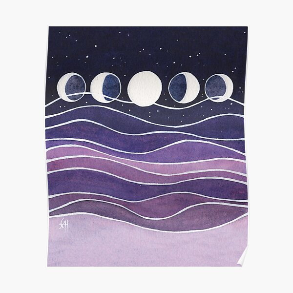 Purple Mountains and Moon Poster