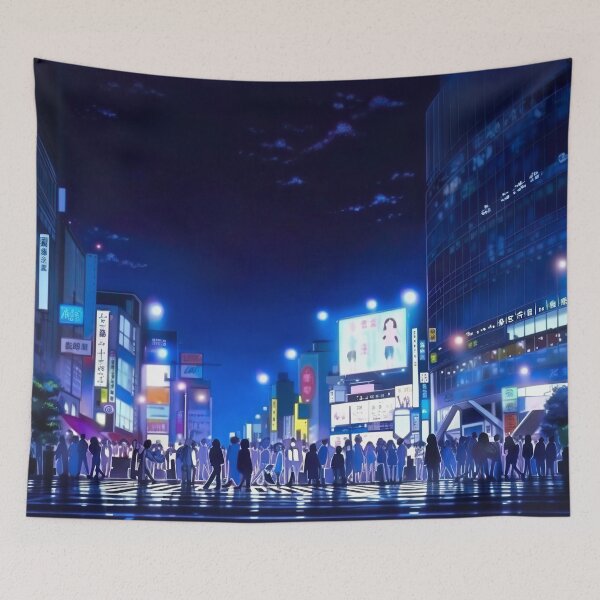 Item preview, Shibuya Crossing in Tokyo at Night - Anime Wallpaper designed and sold by KAIGAME Art.