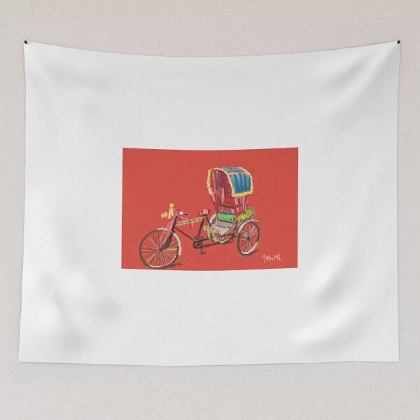 Item preview, Rickshaw journey red abstract  designed and sold by Sukhpal Grewal Ethnic Art.