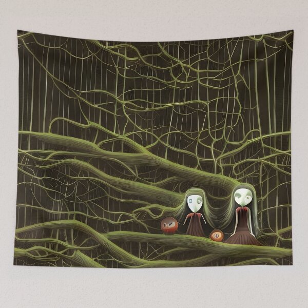 Item preview, Forest Creatures in Root Maze – Figures with Lanterns in the Jungle designed and sold by worldofwhisper.