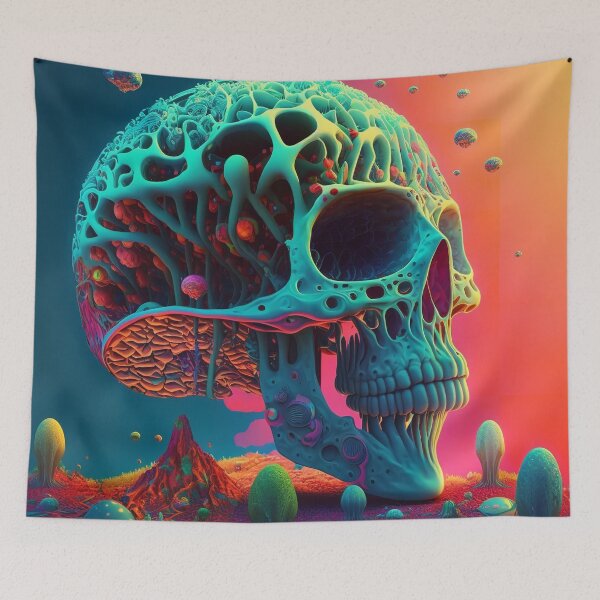 Item preview, Alien Infestation: Trippy Skull with Cosmic Plantlife designed and sold by James Vernon.
