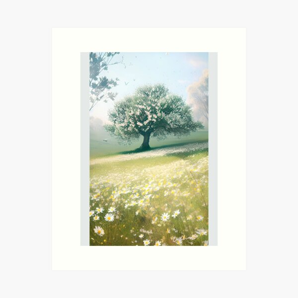 Vista previa del artículo con la obra «Almendro en campo de margaritas de CallisC Arts», diseñado y vendido por CallisC-Arts.