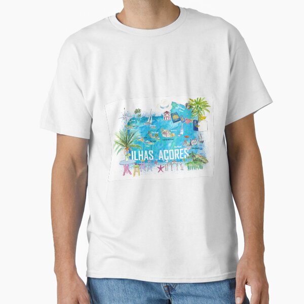 Item preview, Azores Islands Portugal Illustrated Travel Map with Tourist Highlights designed and sold by artshop77.