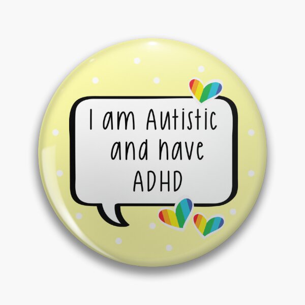 Item preview, Autistic and ADHD Pastel Pin Button Badge  designed and sold by BeauandHarley.