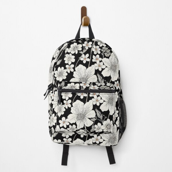 Item preview, Vintage Dark Floral - Large and Small Antique White Flowers on Black designed and sold by kougan.