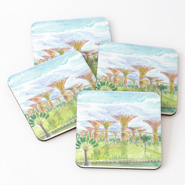 Artikelvorschau, Ikonische Gärten Singapurs mit Palmen und Superbäumen in der Sonne entworfen und verkauft von artshop77.