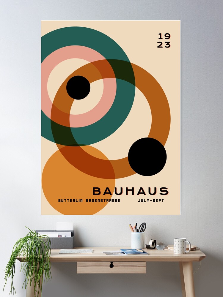 Vintage Bauhaus Exhibition Poster Mid Century Modern 1