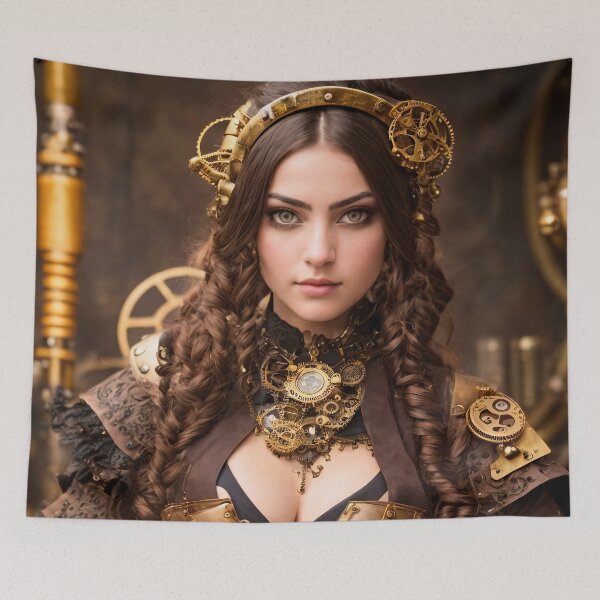 Item preview, A touch of nostalgia: portraits of beautiful steampunk girls designed and sold by ArtCreator2023.