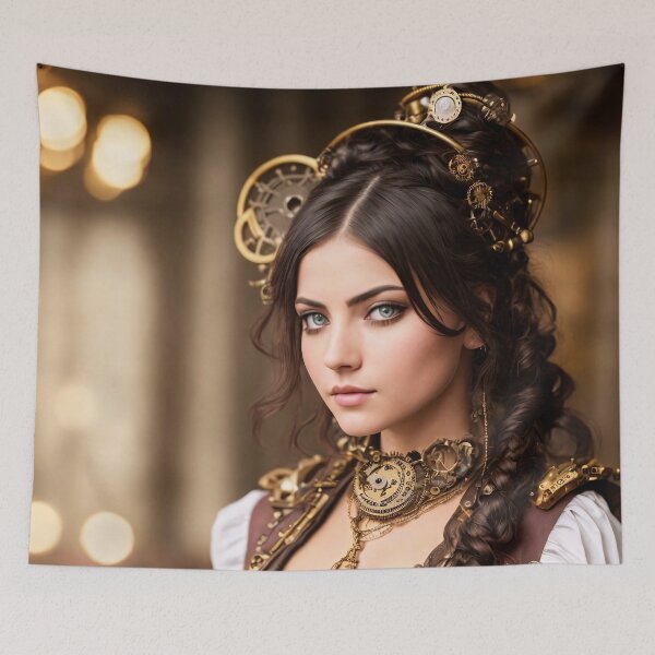 Item preview, A piece of steampunk culture: realistic portraits of steampunk girls designed and sold by ArtCreator2023.