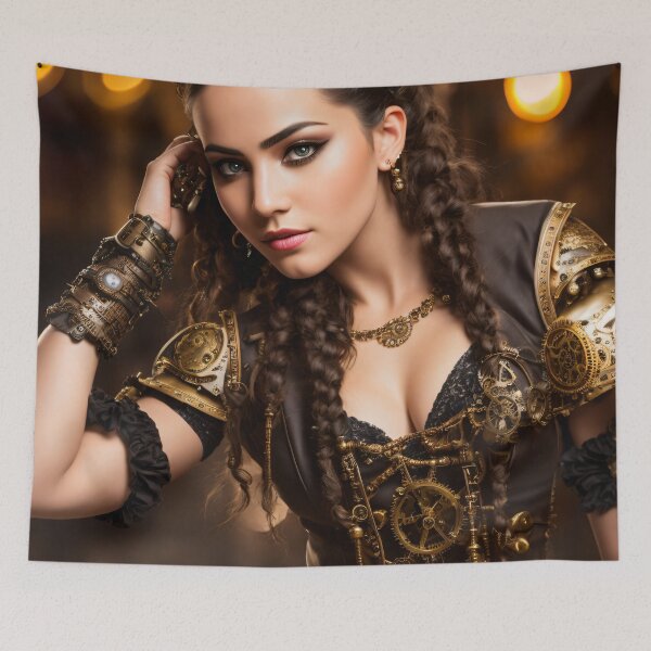 Item preview, Inspired by retro style: realistic portraits of girls in steampunk outfits designed and sold by ArtCreator2023.
