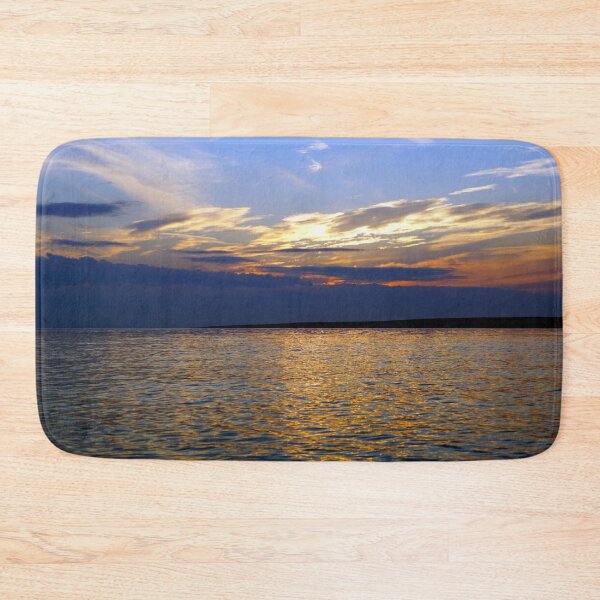 Item preview, Big sea with small peace of land on the horizon with colorful sky above designed and sold by ALEX PHOTO DREAMS.