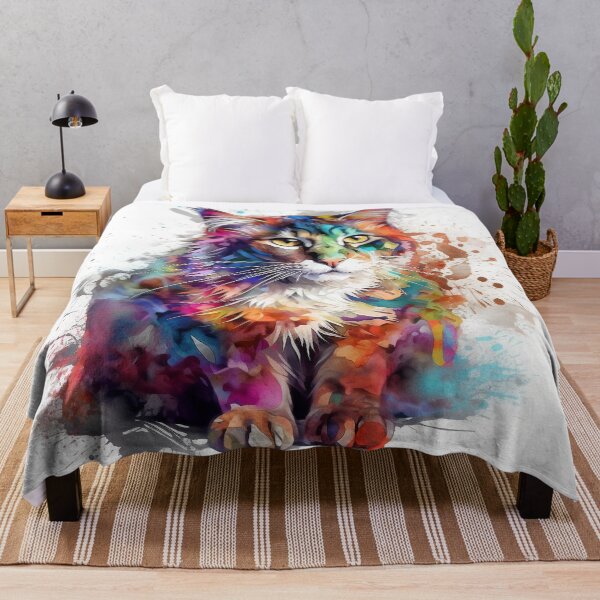 Item preview, Vibrant fusion of watercolor and oil: The Unexpected Cat designed and sold by Max-Bloom.