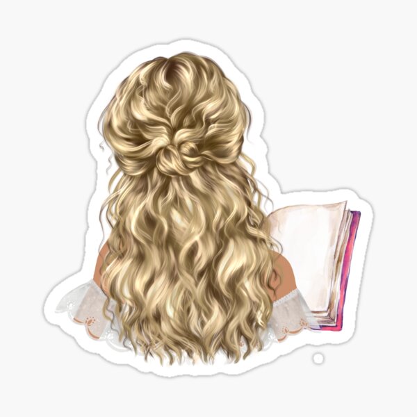 Blonde Hair and Book Sticker for Sale by Lauurenlou