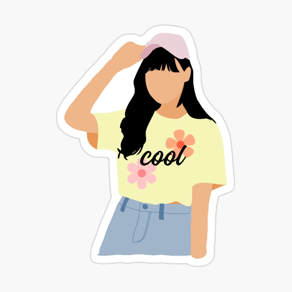Cool Girl Drawing' Sticker | Spreadshirt