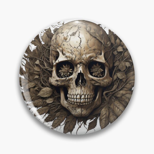 Item preview, #4 Floral design skull with dead leaves designed and sold by shadowartsss.