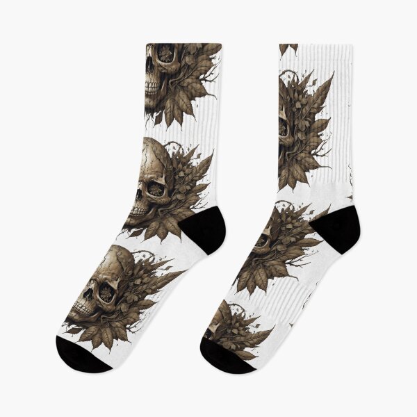 Item preview, #4 Floral design skull with dead leaves designed and sold by shadowartsss.