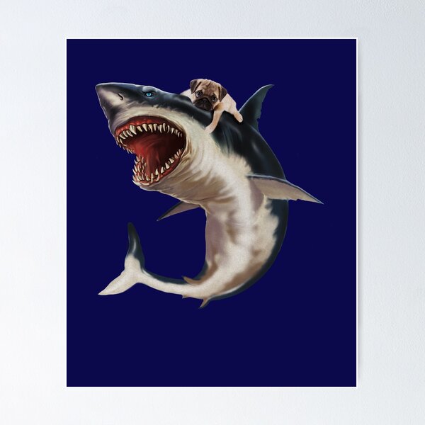 Item preview, Funny Pug Riding Shark, Pug Dog Lover designed and sold by dukito.