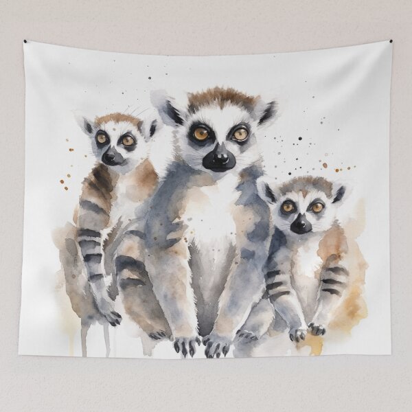 Item preview, Watercolor Wash Lemurs designed and sold by Matt's Artificial Nature.
