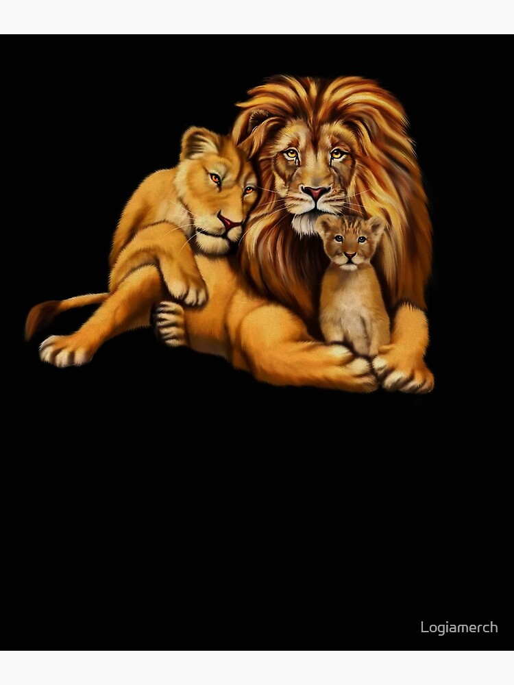 African Lion Family, Lioness, Lion and Cub Poster for Sale by