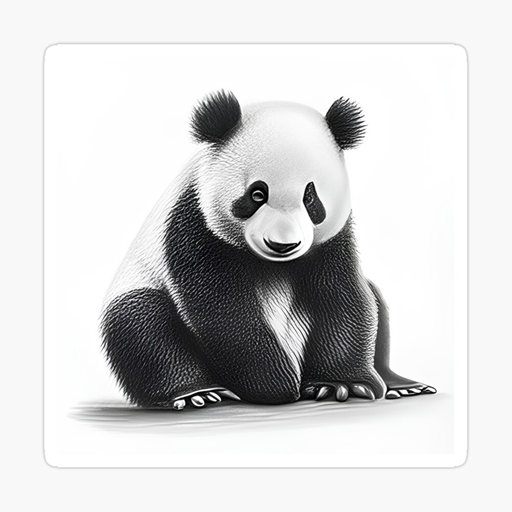 cute adorable baby panda bear illustration, hand drawn sketch of panda bear  eating bamboo, isolated on white background Stock Illustration | Adobe Stock