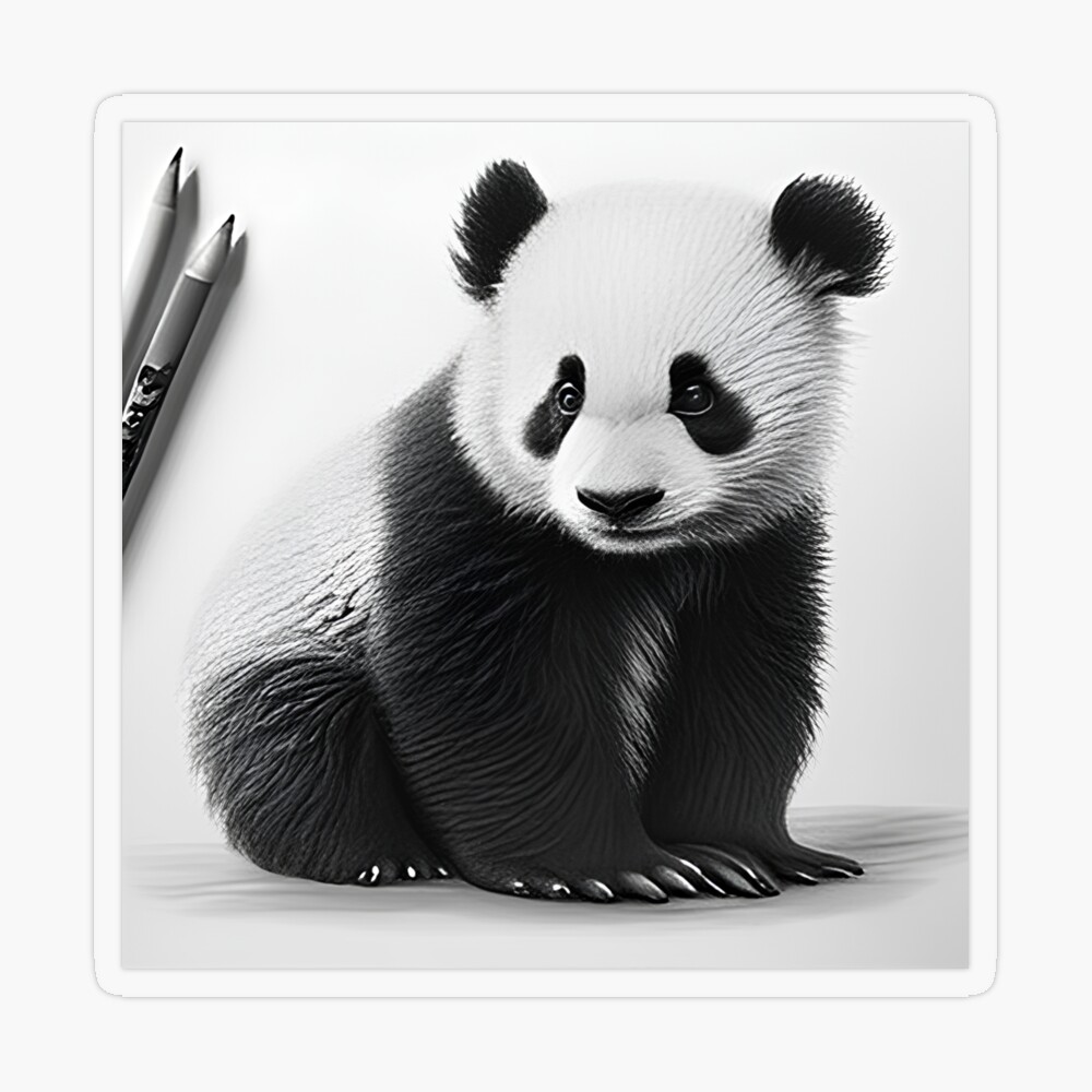 Panda bear portrait watercolor drawing. Cute animal painting, isolated on  white, colorful realistic aquarelle illustration, lazy bamboo forest  hipster. Panda bear sketch, bright color - Stock Image - Everypixel