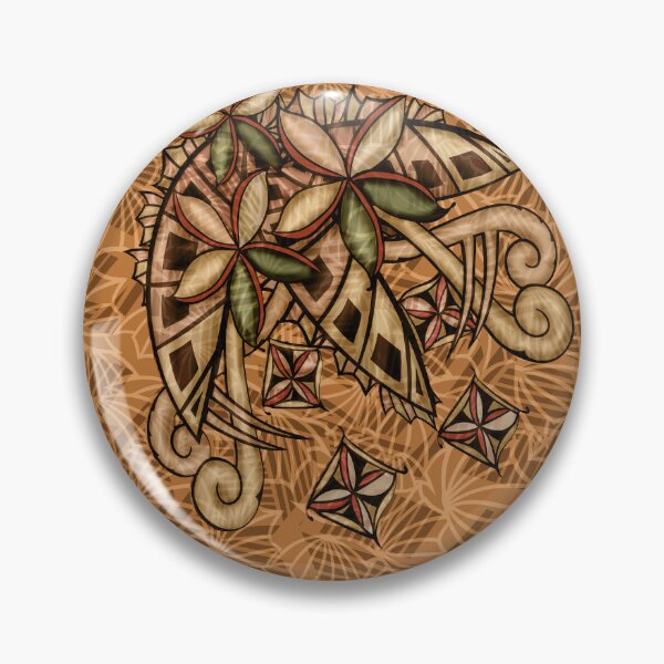 Item preview, Polynesian - Hawaiian - Samoan Tribal Leaves And Floral Wood Colors designed and sold by sunnthreads.